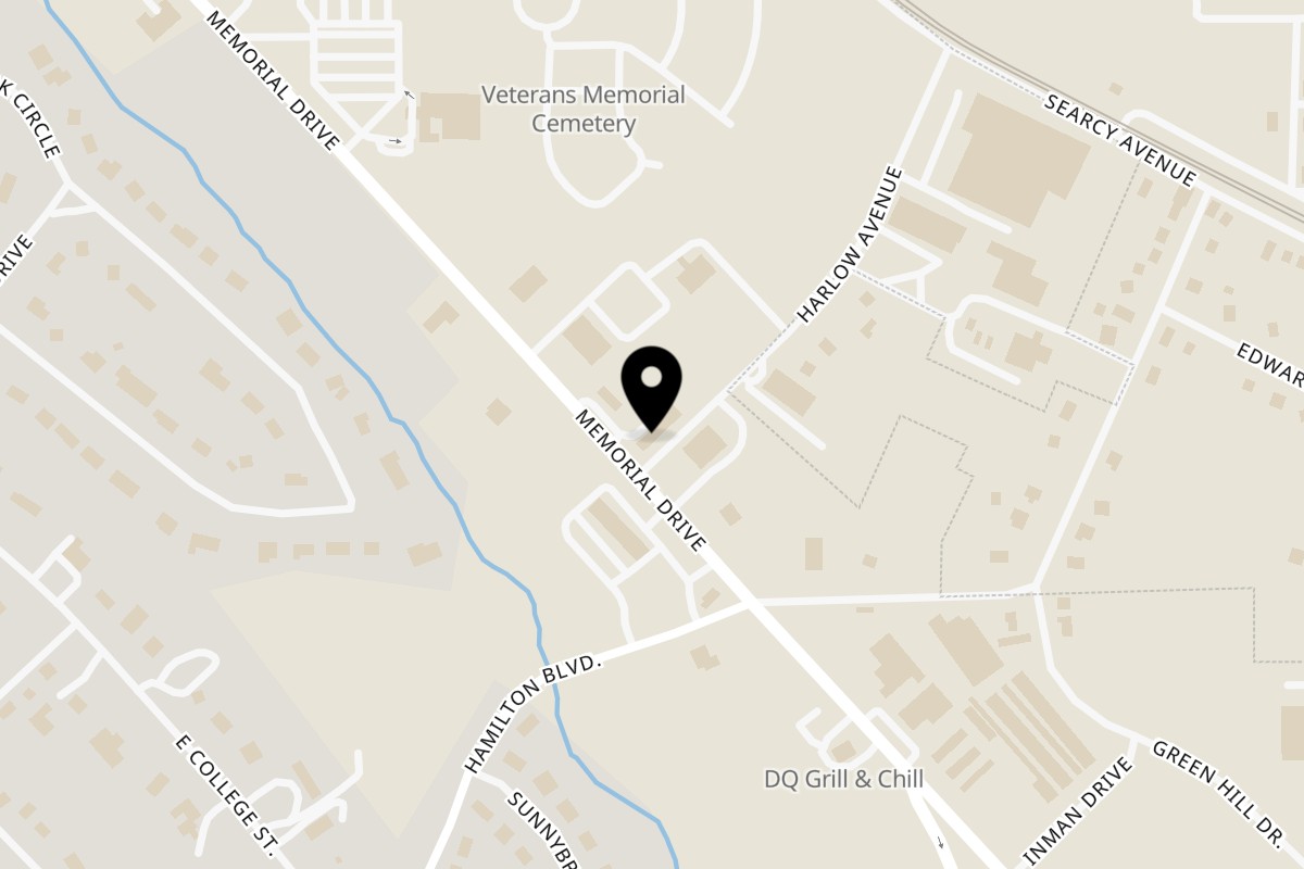 Map showing the location of Griffith's Drive-In on 1015 Memorial Dr in Griffin